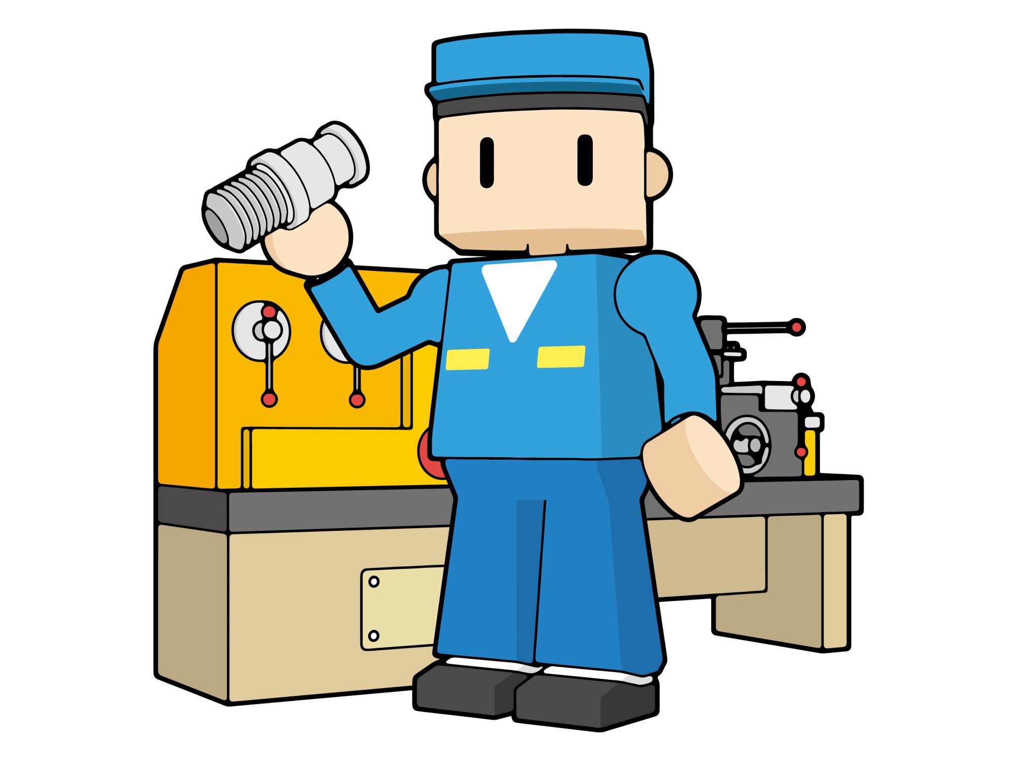 夕勤専属　軽量部品の切削加工（部品投入やボタン押し）